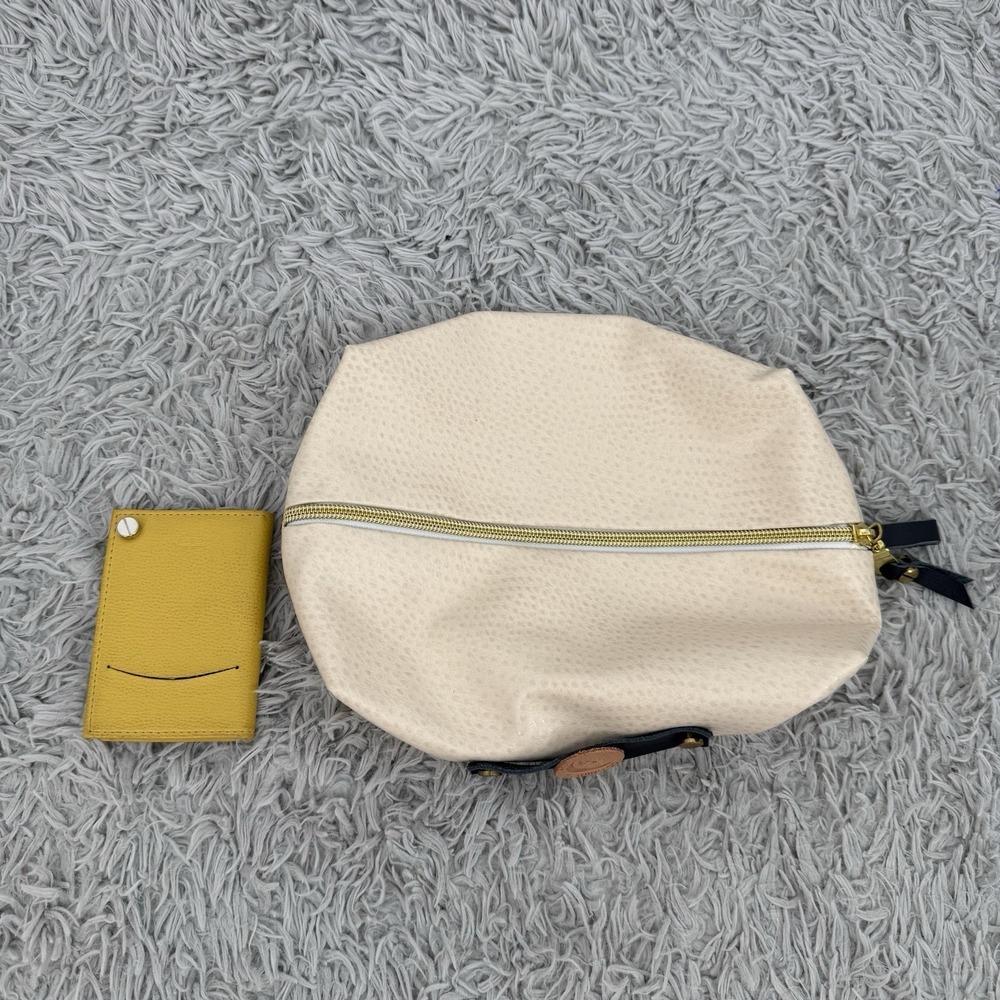 Y2K VTG Leather Yellow Dockers Photo Wallet & Artisan Cream Leather Pouch Unique